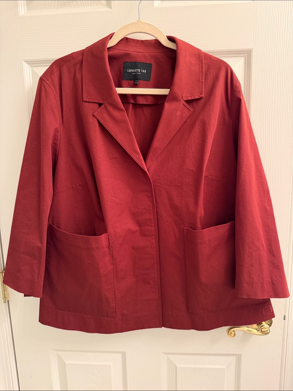 Lafayette 148 New York Brick Red Open-Front Blazer Jacket